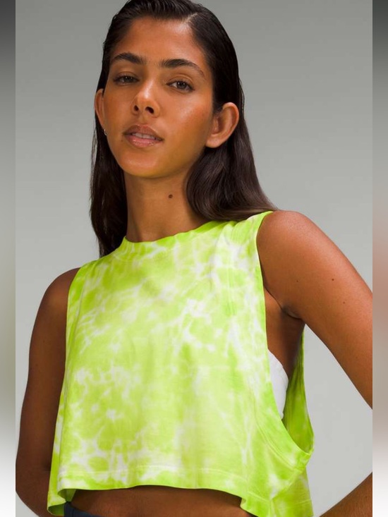 lululemon athletica Tops - #337 Lululemon All Yours Crop Tank Tie Dye Neon Yellow Green NWT Size 10